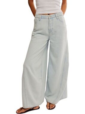 Free People Light Blue Wide-Leg High-Rise Jeans
